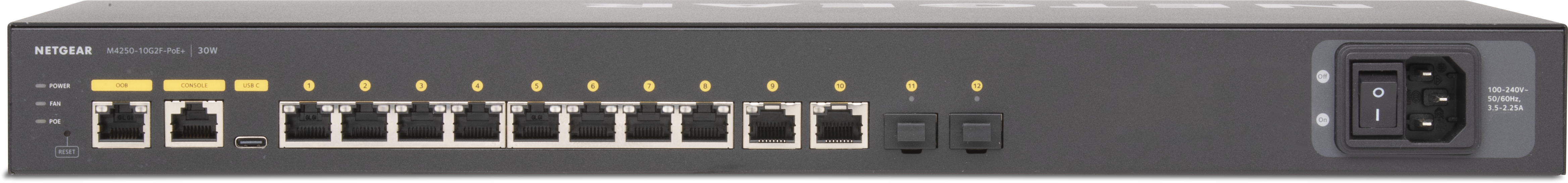 Q-SYS NS10-125+ 네트워크 스위치(후면)