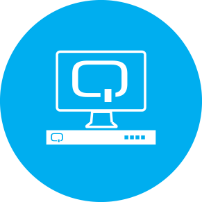 하드웨어 장치 상단에 큰 Q가 표시되는 화면의 아이콘