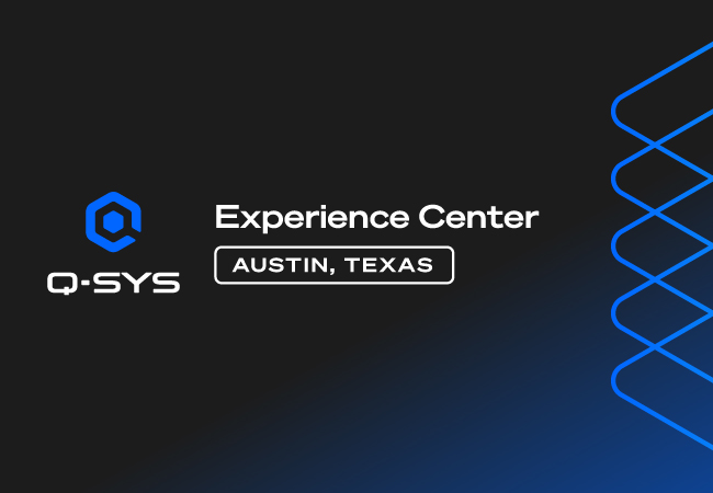 Q-SYS 및 체험 센터 오스틴 로고